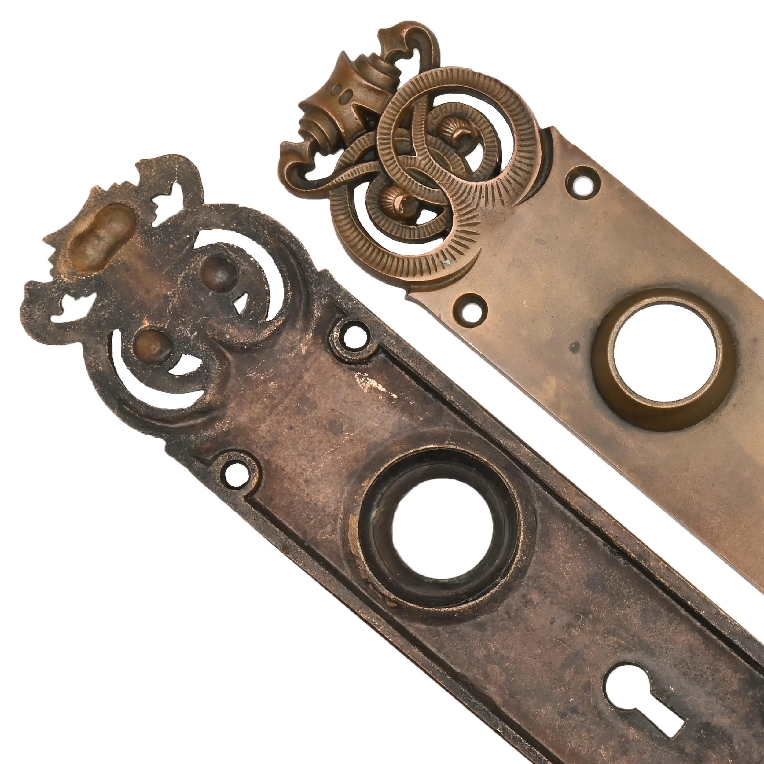 art nouveau bronze door plate cast pair — Architectural Antiques